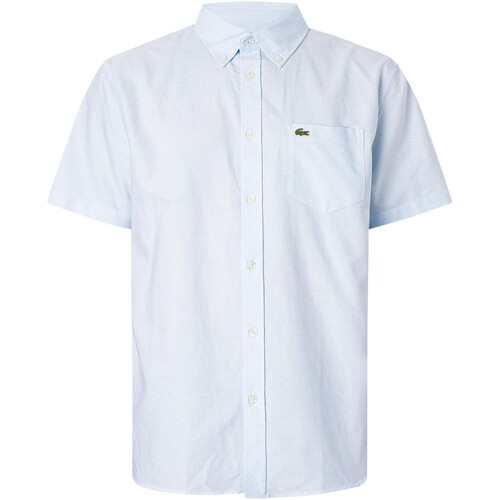 Textiel Heren Overhemden korte mouwen Lacoste Normaal overhemd met korte mouwen en logo Blauw
