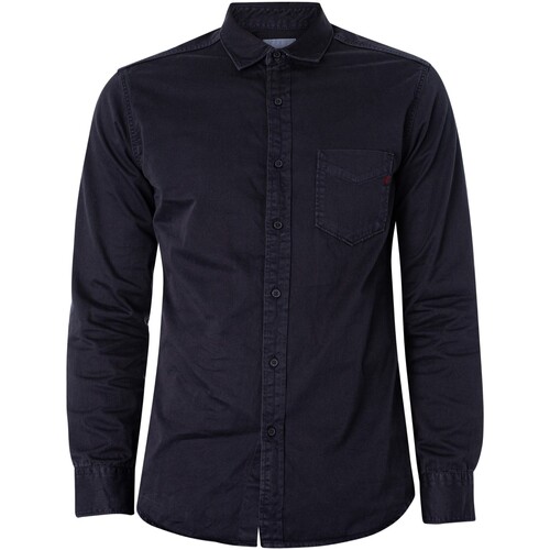 Textiel Heren Overhemden lange mouwen Replay Shirt met borstzak Blauw