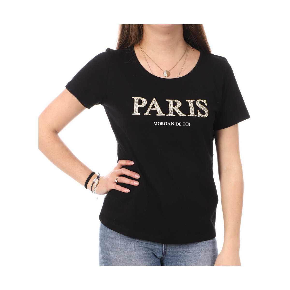 Textiel Dames T-shirts & Polo’s Morgan  Zwart