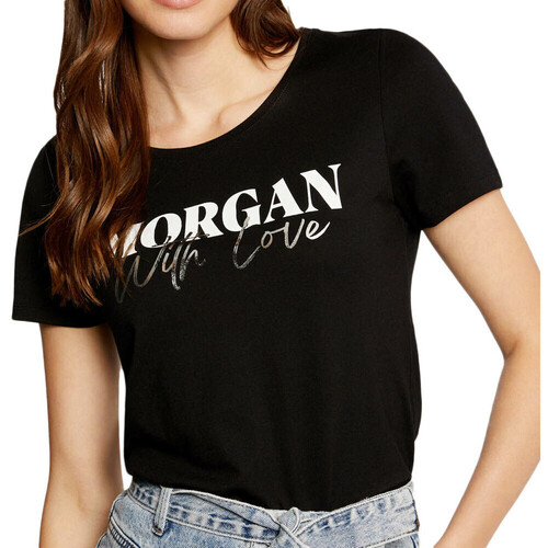 Textiel Dames T-shirts korte mouwen Morgan  Zwart