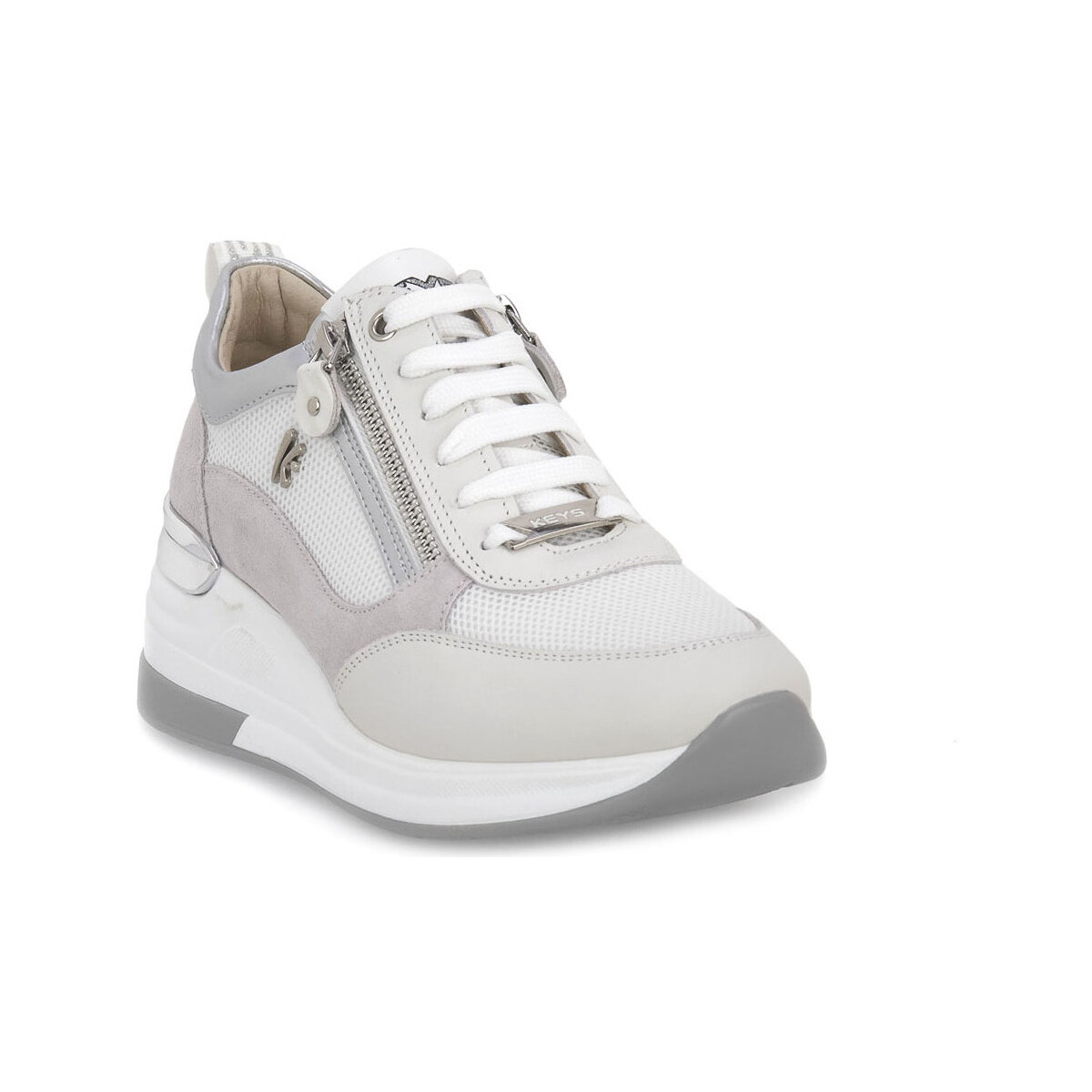 Schoenen Dames Sneakers Keys WHITE  SILVER Wit