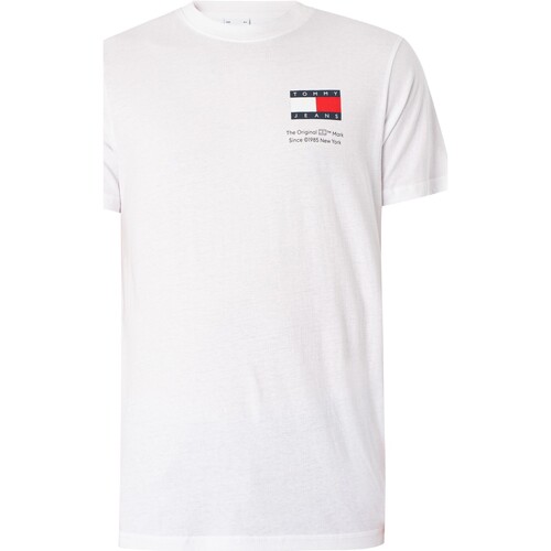 Textiel Heren T-shirts korte mouwen Tommy Jeans Slank Essential T-shirt met vlag Wit