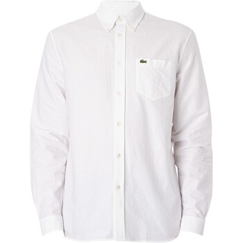 Textiel Heren Overhemden lange mouwen Lacoste Shirt met borstzak Wit