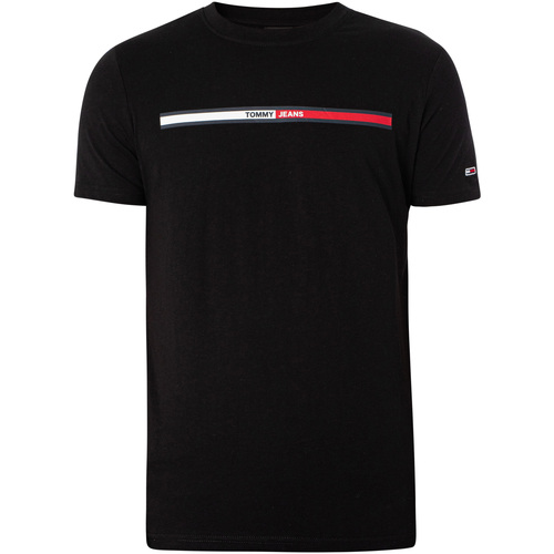 Textiel Heren T-shirts korte mouwen Tommy Jeans Essentieel T-shirt met vlag Zwart