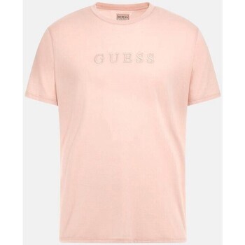 Textiel Heren T-shirts korte mouwen Guess M2BP47 K7HD0 Roze