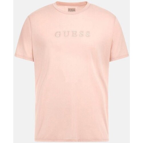 Textiel Heren T-shirts korte mouwen Guess M2BP47 K7HD0 Roze