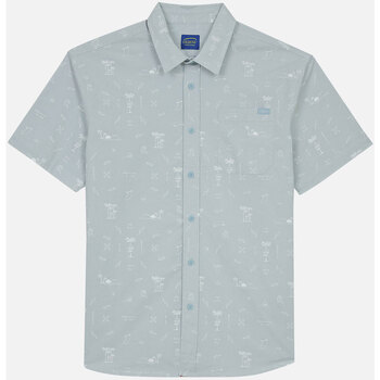 Textiel Heren Overhemden lange mouwen Oxbow Chambray overhemd met korte mouwen en microprint CUPIXI Blauw