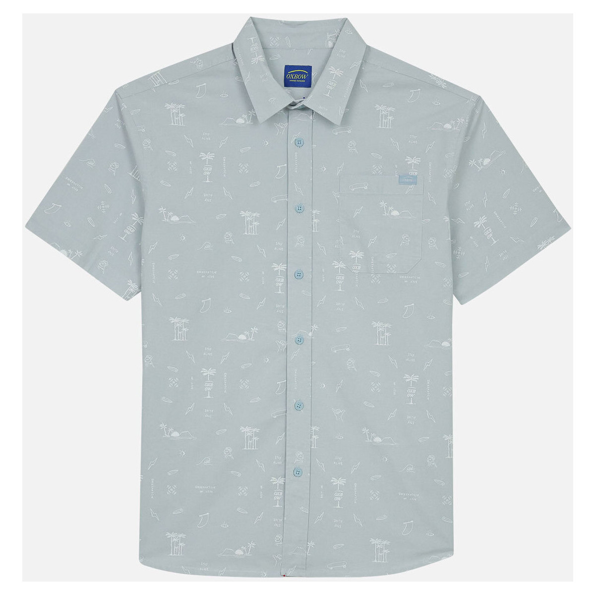 Textiel Heren Overhemden lange mouwen Oxbow Chambray overhemd met korte mouwen en microprint CUPIXI Blauw