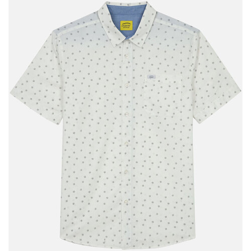 Textiel Heren Overhemden lange mouwen Oxbow Overhemd met korte mouwen in microprint CHAKI Wit