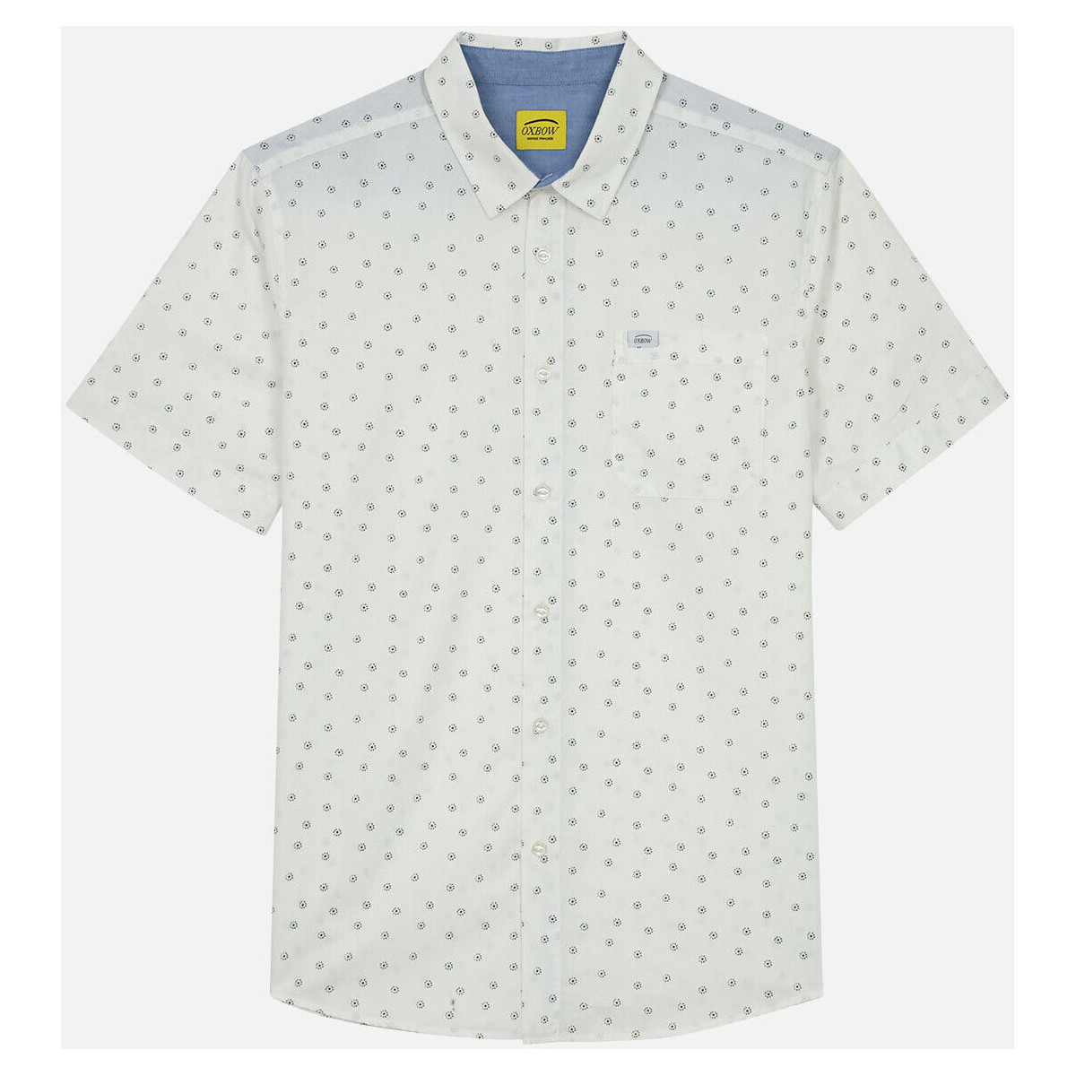 Textiel Heren Overhemden lange mouwen Oxbow Overhemd met korte mouwen in microprint CHAKI Wit