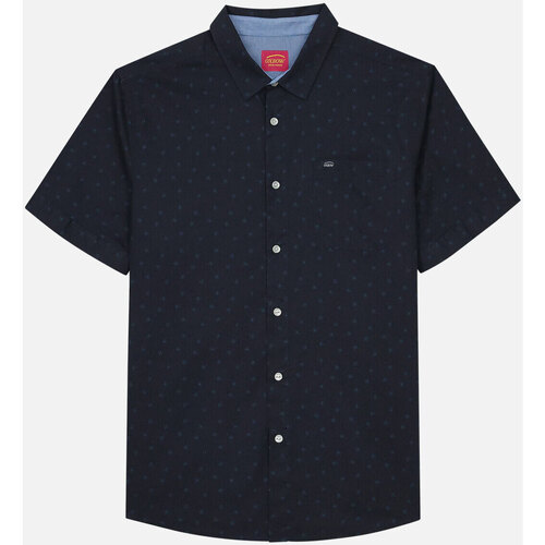 Textiel Heren Overhemden lange mouwen Oxbow Overhemd met korte mouwen in microprint CHAKI Blauw