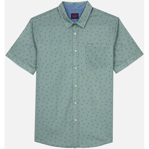 Textiel Heren Overhemden lange mouwen Oxbow Overhemd met korte mouwen in microprint CHAKI Groen
