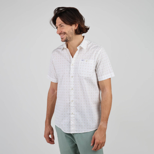 Textiel Heren Overhemden lange mouwen Oxbow Overhemd met korte mouwen in microprint CHAVES Wit