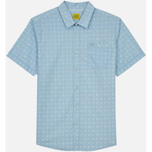 Textiel Heren Overhemden lange mouwen Oxbow Overhemd met korte mouwen in microprint CHAVES Blauw