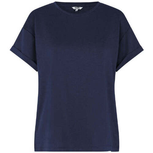 Textiel Dames T-shirts korte mouwen Mbym Donkerblauw basic T-shirt met omgeslagen mouw Amana Blauw