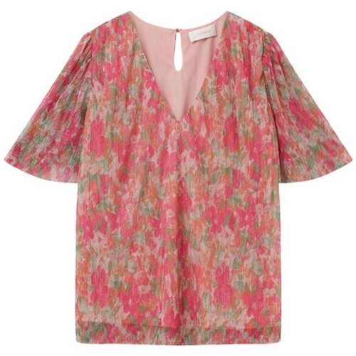 Textiel Dames Tops / Blousjes Grace & Mila Roze bloemenprint top met V-Hals Junon Roze