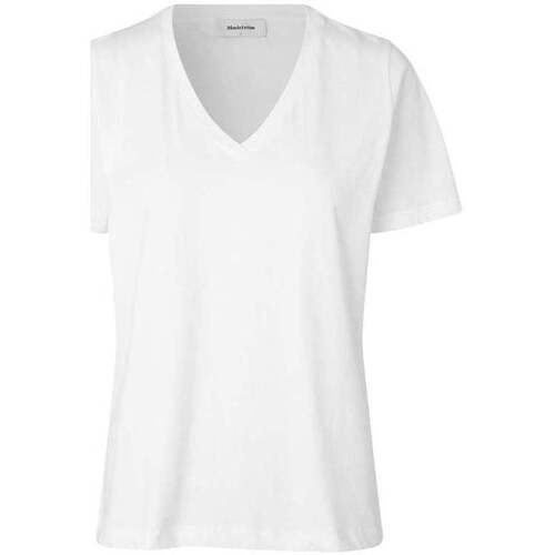 Textiel Dames T-shirts korte mouwen Modström Wit basic V-hals T-shirt Cadak Wit