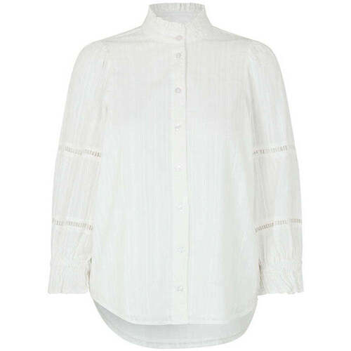 Textiel Dames Tops / Blousjes Mbym Witte blouse met pofmouw Calaris Wit