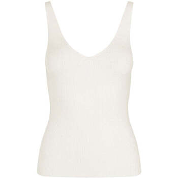 Textiel Dames T-shirts korte mouwen Mbym Witte knit top met v-hals Suala Wit