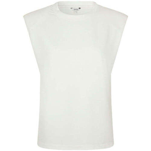 Textiel Dames T-shirts korte mouwen Mbym Witte mouwloze top met schoudervullingen Monterio Wit