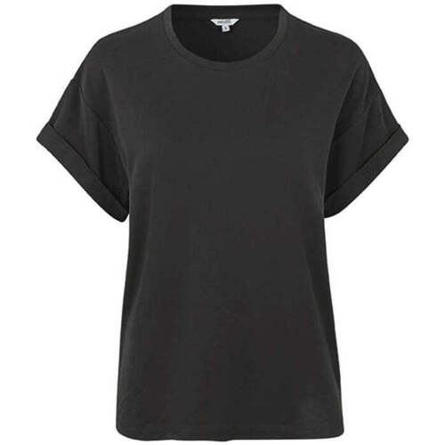 Textiel Dames T-shirts korte mouwen Mbym Zwart basic T-shirt met omgeslagen mouw Amana - Zwart