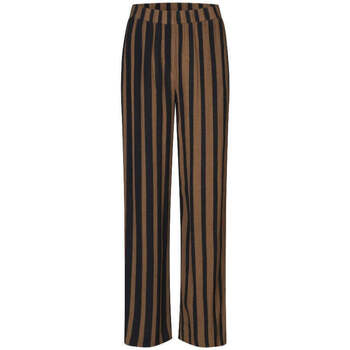 Textiel Dames Broeken / Pantalons Modström Zwart bruin gestreepte broek Alicia Bruin
