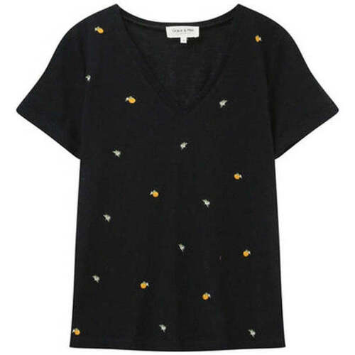 Textiel Dames T-shirts korte mouwen Grace & Mila Zwart T-Shirt met geborduurde motief Jerry Zwart