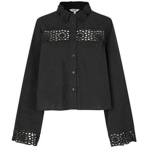 Textiel Dames Tops / Blousjes Mbym Zwarte blouse met kanten details Marigold Zwart