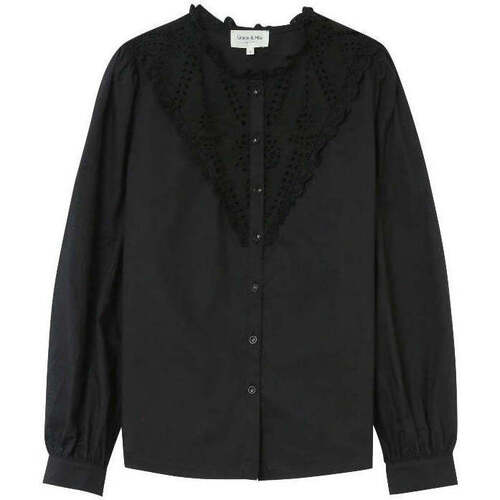 Textiel Dames Tops / Blousjes Grace & Mila Zwarte broderie blouse Liege Zwart