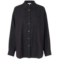 Textiel Dames Tops / Blousjes Mbym Zwarte krijtstreep blouse Alonsa Zwart