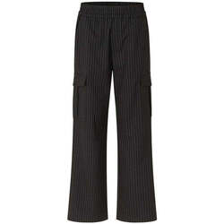 Textiel Dames Broeken / Pantalons Mbym Zwarte krijtstreep cargo broek Phillipa Zwart