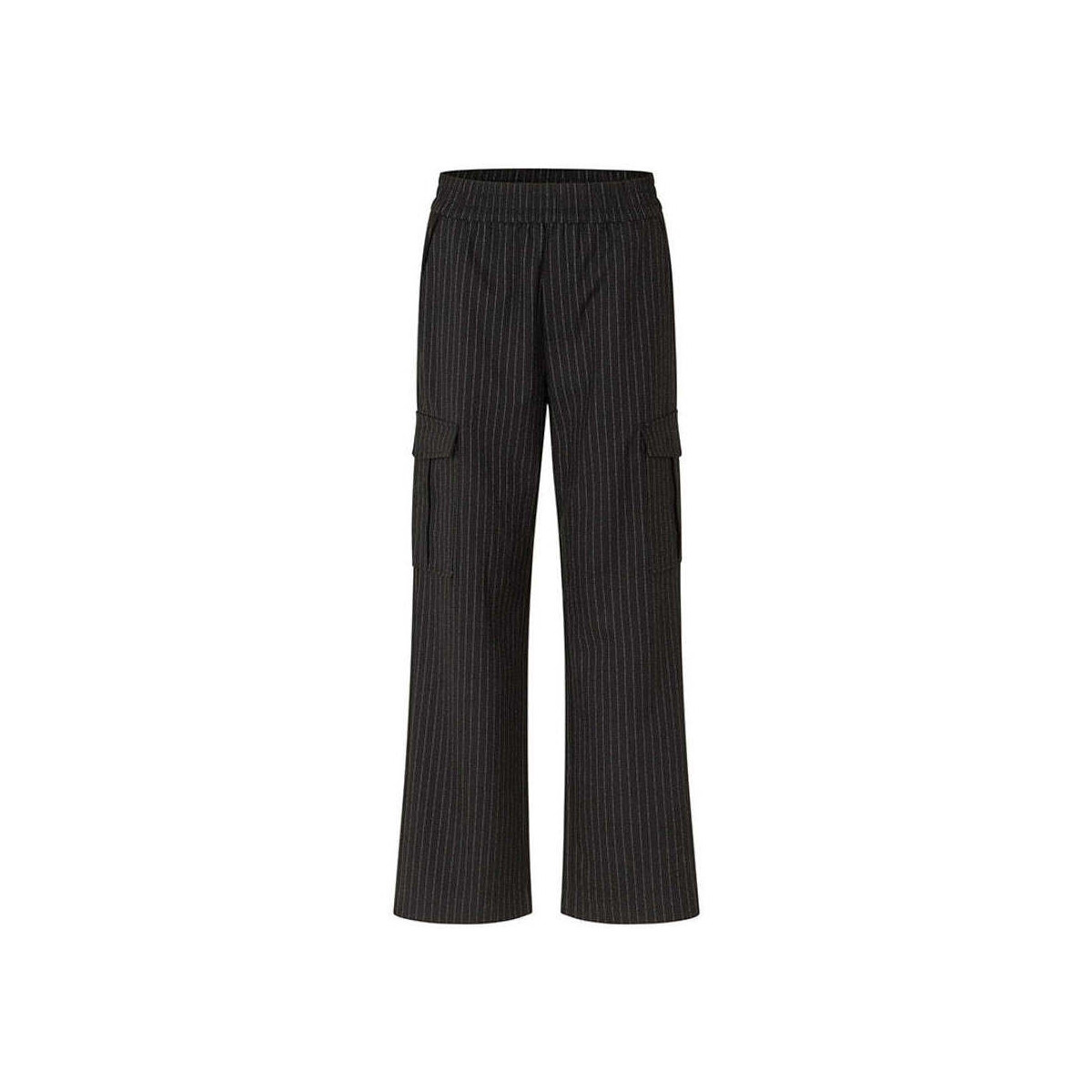 Textiel Dames Broeken / Pantalons Mbym Zwarte krijtstreep cargo broek Phillipa Zwart