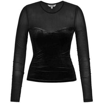 Textiel Dames T-shirts korte mouwen Mbym Zwarte mesh top Malo Zwart