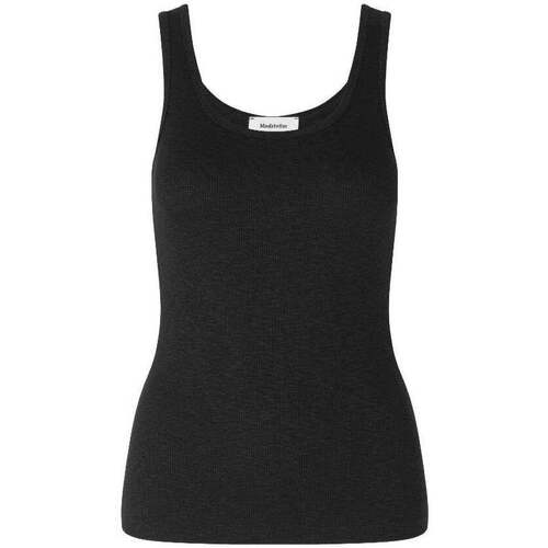 Textiel Dames T-shirts korte mouwen Modström Zwarte rib tanktop Olla Zwart