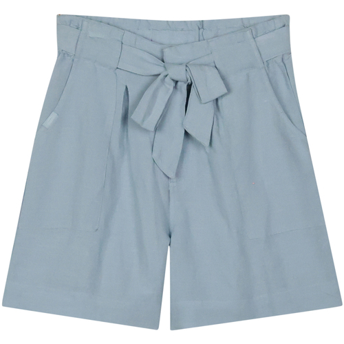 Textiel Dames Korte broeken / Bermuda's Oxbow Een short van viscose-linnen met een riem ORNELLA Blauw
