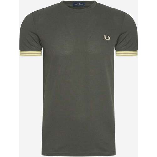 Textiel Heren T-shirts & Polo’s Fred Perry Striped cuff t-shirt Groen
