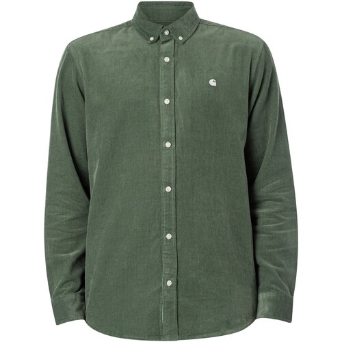 Textiel Heren Overhemden lange mouwen Carhartt Madison overhemd met fijn koord Groen