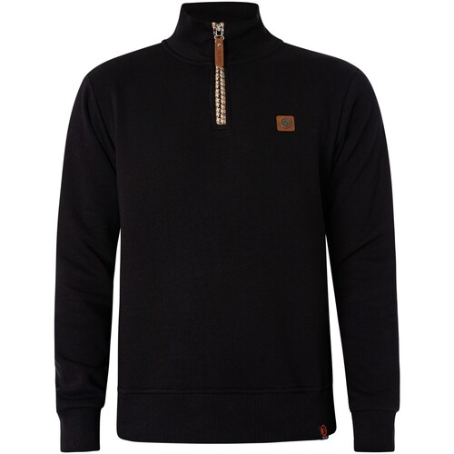 Textiel Heren Sweaters / Sweatshirts Trojan Sweatshirt met halve rits en pied-de-poule-afwerking Zwart