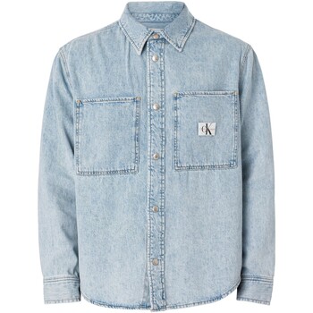 Textiel Heren Trainings jassen Calvin Klein Jeans Overshirt met borstzak Blauw