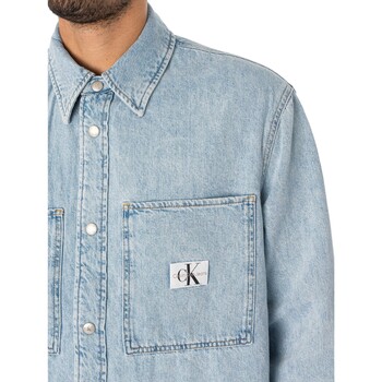 Calvin Klein Jeans Overshirt met borstzak Blauw