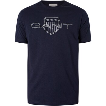 Textiel Heren T-shirts korte mouwen Gant Logo T-shirt Blauw
