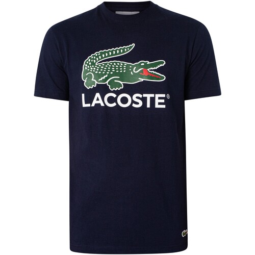 Textiel Heren T-shirts korte mouwen Lacoste Logo grafische T-shirt Blauw