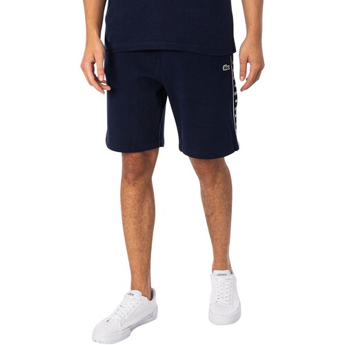 Textiel Heren Korte broeken / Bermuda's Lacoste Sweatshort met logostreep Blauw