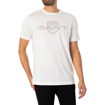 Textiel Heren T-shirts korte mouwen Gant Logo T-shirt Wit