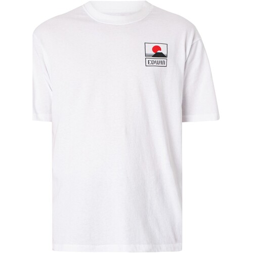 Textiel Heren T-shirts korte mouwen Edwin Zonsondergang op Mount Fuji T-shirt Wit