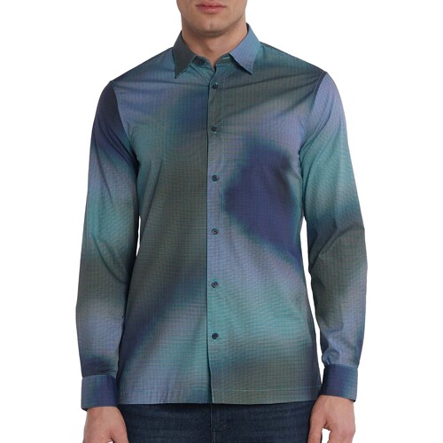Textiel Heren Overhemden lange mouwen EAX Camicia Blauw