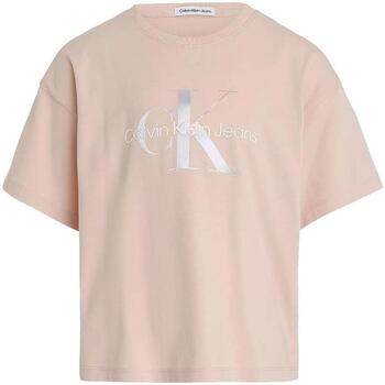 Textiel Meisjes T-shirts korte mouwen Calvin Klein Jeans  Roze