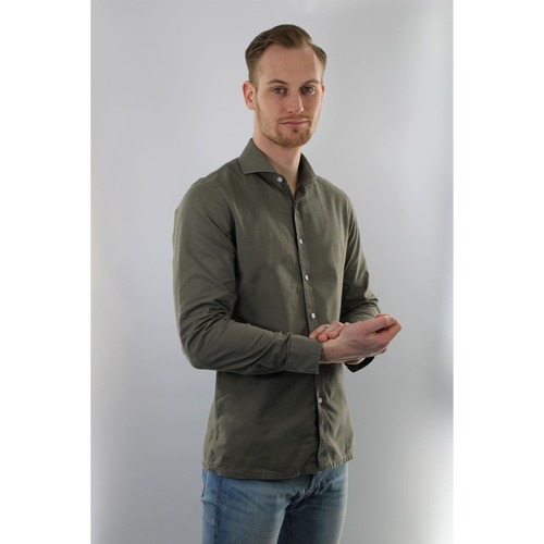 Textiel Heren Overhemden lange mouwen Vercate Donkergroen Overhemd - Premium Linnen Groen