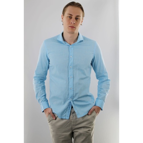 Textiel Heren Overhemden lange mouwen Vercate Lichtblauw Overhemd - Premium Linnen Blauw