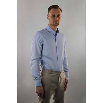 Textiel Heren Overhemden lange mouwen Vercate Strijkvrij Overhemd - Lichtblauw Jacquard Blauw